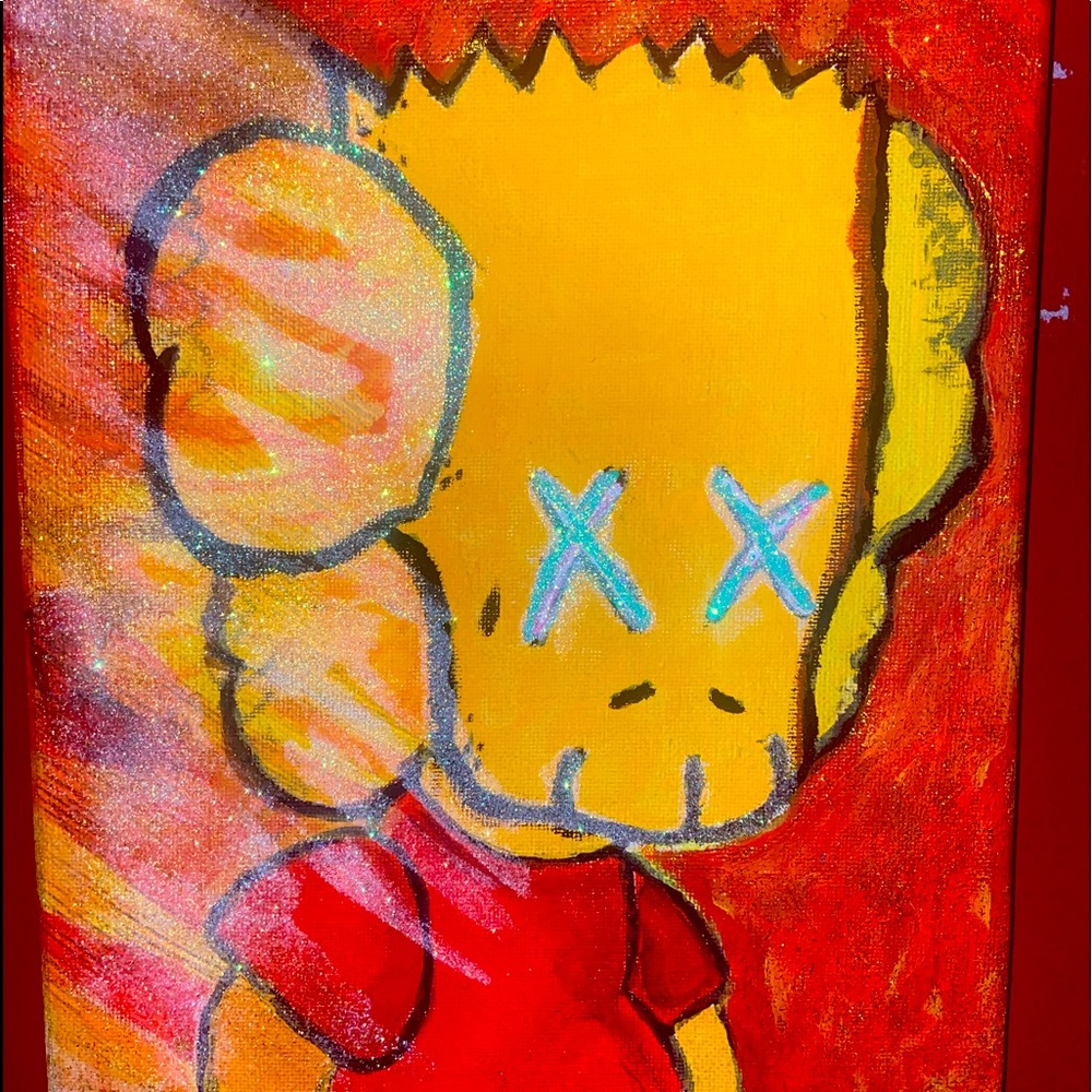 hand painted KAWS “Bart Simpson” on 8x10 Canvas